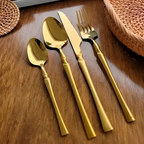 Jogo Europeu de Talheres Douradas Inoxidáveis com 24 | 48 Peças