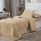 Kit Edredom Solteiro Dupla Face + Lençol 4 Pçs Preto Cinza