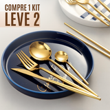 Talheres Dourados Gold Glamour - Pague 12 e Leve 24 Peças