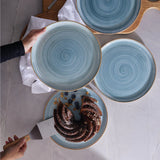 Conjunto de Pratos Caoba Azul – 8 Peças em Cerâmica para Mesa Posta Elegante