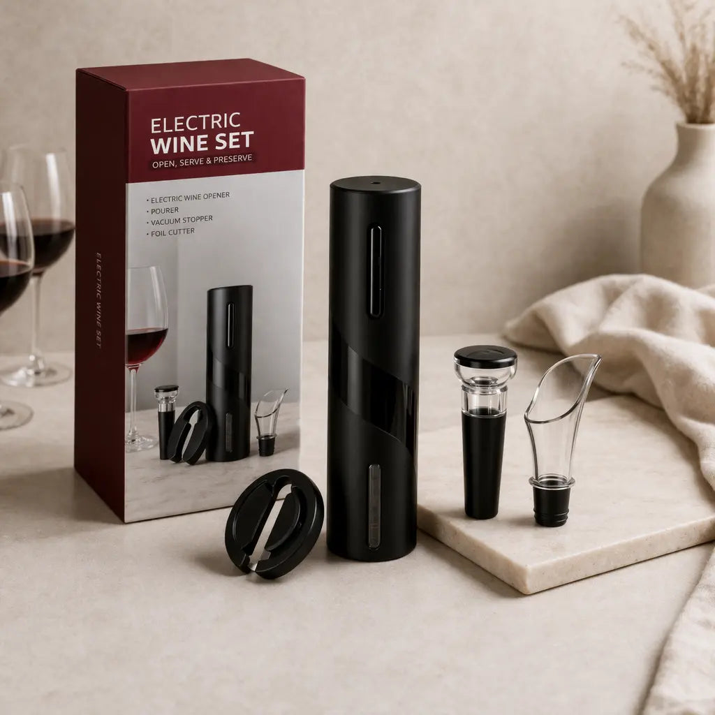 Kit Abridor de Vinho Elétrico Automático com Acessórios