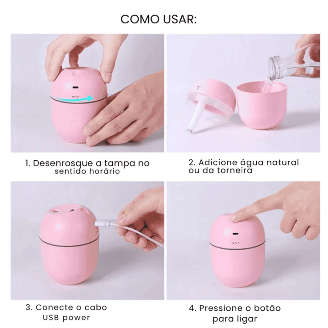 Mini Umidificador de Ar Portátil - Acabe com Ar Seco em Qualquer Lugar