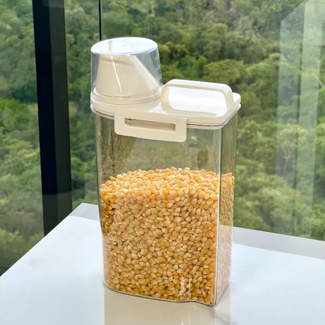 Pote Hermético 2,5L com Copo Medidor - Organização, Praticidade e Vedação Perfeita