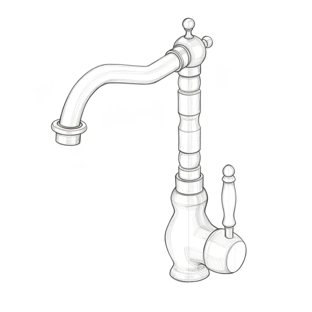 Torneira 360° Vintage de Bancada Bronze Clássico - Bica Giratória com Dupla Alavanca para Cozinha e Banheiro