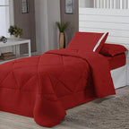 Kit Edredom Solteiro Dupla Face + Lençol 4 Pçs Preto Cinza