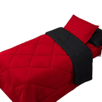 Kit Edredom Solteiro Dupla Face + Lençol 4 Pçs Preto Cinza