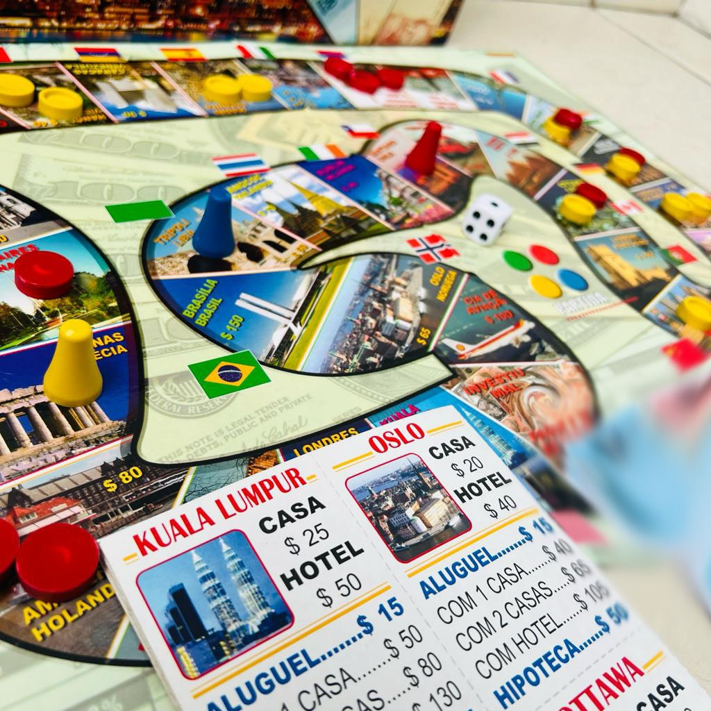 IMOBILIÁRIO Capitais do Mundo - BANCO Jogo de tabuleiro - VOLTE A SER CRIANÇA COM SEUS FILHOS