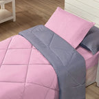 Kit Edredom Solteiro Dupla Face + Lençol 4 Pçs Preto Cinza