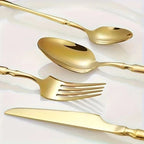Jogo Europeu de Talheres Douradas Inoxidáveis com 24 | 48 Peças