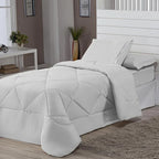 Kit Edredom Solteiro Dupla Face + Lençol 4 Pçs Preto Cinza