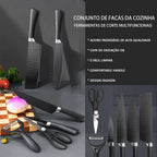 Jogo de Facas 6 Peças em Aço Inoxidável com Alta Durabilidade e Precisão para Cozinha