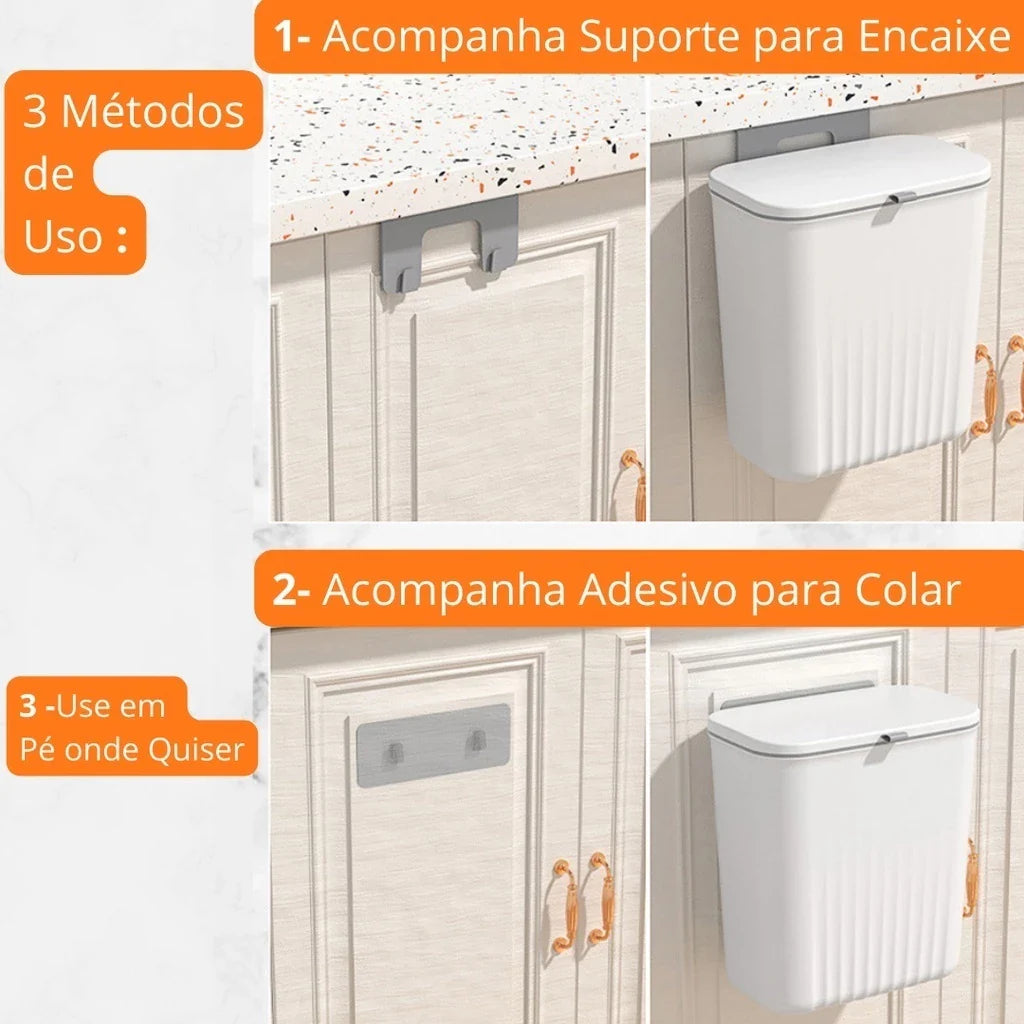 Lixeira Dobrável 9L l Prática, Compacta e Ideal para Cozinha e Banheiro -Lar Equipado