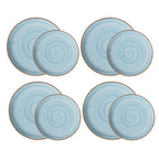 Conjunto de Pratos Caoba Azul – 8 Peças em Cerâmica para Mesa Posta Elegante
