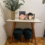 Puffs Redondos Estofados em Suede para Quarto e Sala 2 unid. — Elegância e Conforto para Seu Lar
