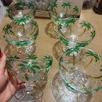 Jogo 6 Taças Sobremesa Vidro Grosso Palm Tree 310ml com Relevo Tropical | Lar Equipado