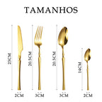 Jogo Europeu de Talheres Douradas Inoxidáveis com 24 | 48 Peças