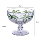 Jogo 6 Taças Sobremesa Vidro Grosso Palm Tree 310ml com Relevo Tropical | Lar Equipado