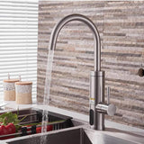 Torneira Elétrica para Cozinha – Com Visor de Temperatura, Regulagem e Giro 360° em Aço Inoxidável